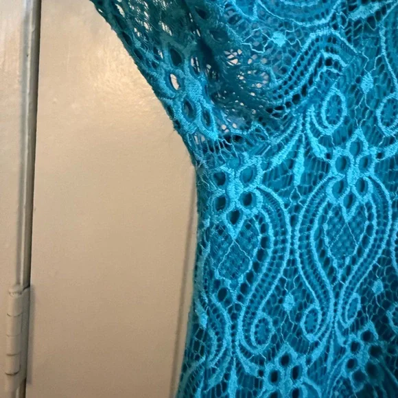 Brittany Black Teal Lace Blouse - Picture 8 of 9